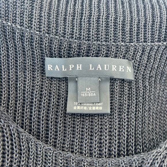 Ralph Lauren Shawl Collar Shell Set Tank Cardigan Sweater Medium Black Cotton - Picture 5 of 9